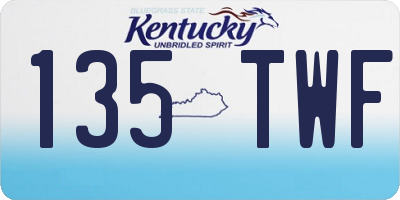 KY license plate 135TWF