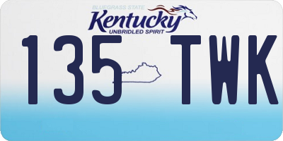 KY license plate 135TWK