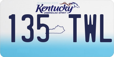 KY license plate 135TWL