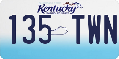 KY license plate 135TWN