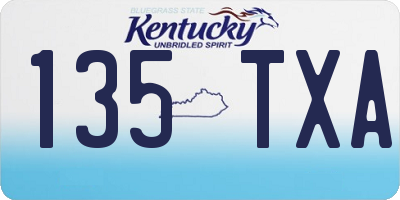 KY license plate 135TXA