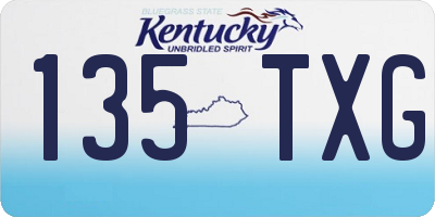 KY license plate 135TXG