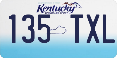 KY license plate 135TXL