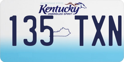 KY license plate 135TXN