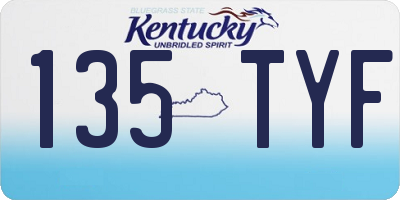 KY license plate 135TYF
