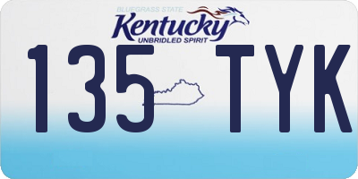 KY license plate 135TYK