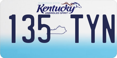 KY license plate 135TYN