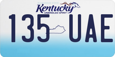 KY license plate 135UAE