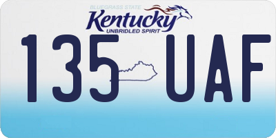 KY license plate 135UAF