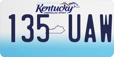 KY license plate 135UAW