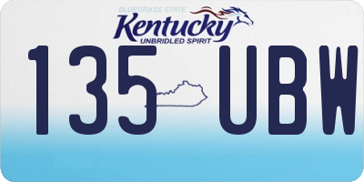KY license plate 135UBW