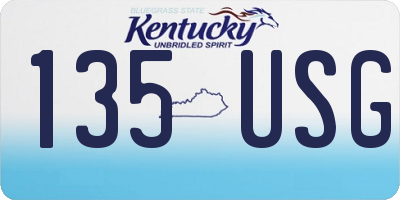 KY license plate 135USG