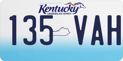 KY license plate 135VAH