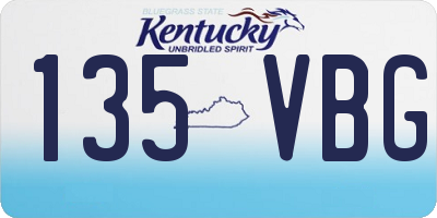 KY license plate 135VBG