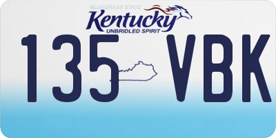 KY license plate 135VBK