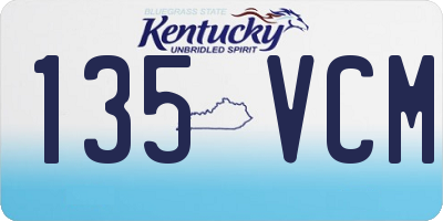 KY license plate 135VCM
