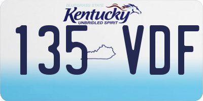 KY license plate 135VDF