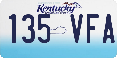 KY license plate 135VFA