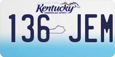 KY license plate 136JEM