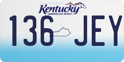 KY license plate 136JEY