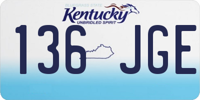 KY license plate 136JGE