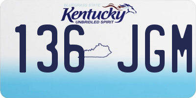 KY license plate 136JGM
