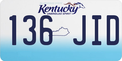 KY license plate 136JID