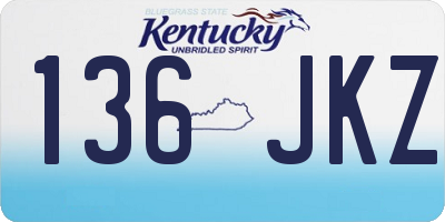 KY license plate 136JKZ