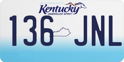 KY license plate 136JNL