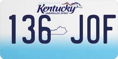 KY license plate 136JOF