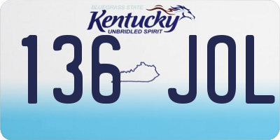 KY license plate 136JOL