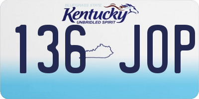 KY license plate 136JOP