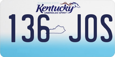 KY license plate 136JOS