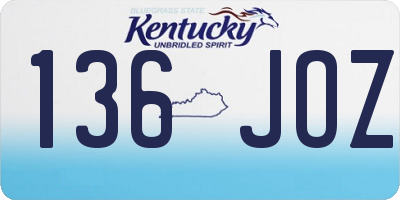 KY license plate 136JOZ