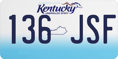 KY license plate 136JSF