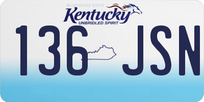 KY license plate 136JSN