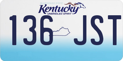 KY license plate 136JST
