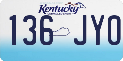 KY license plate 136JYO