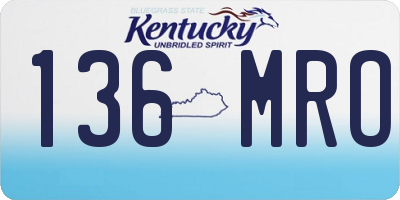 KY license plate 136MRO
