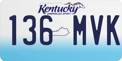 KY license plate 136MVK