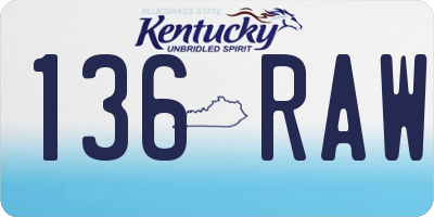 KY license plate 136RAW