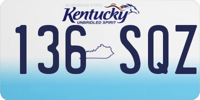 KY license plate 136SQZ