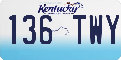KY license plate 136TWY