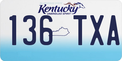 KY license plate 136TXA