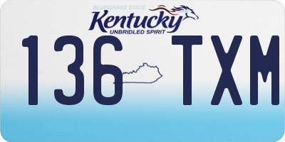 KY license plate 136TXM