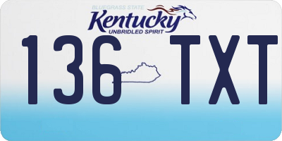 KY license plate 136TXT