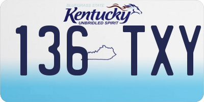 KY license plate 136TXY