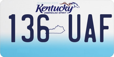 KY license plate 136UAF