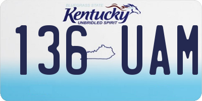 KY license plate 136UAM