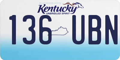 KY license plate 136UBN